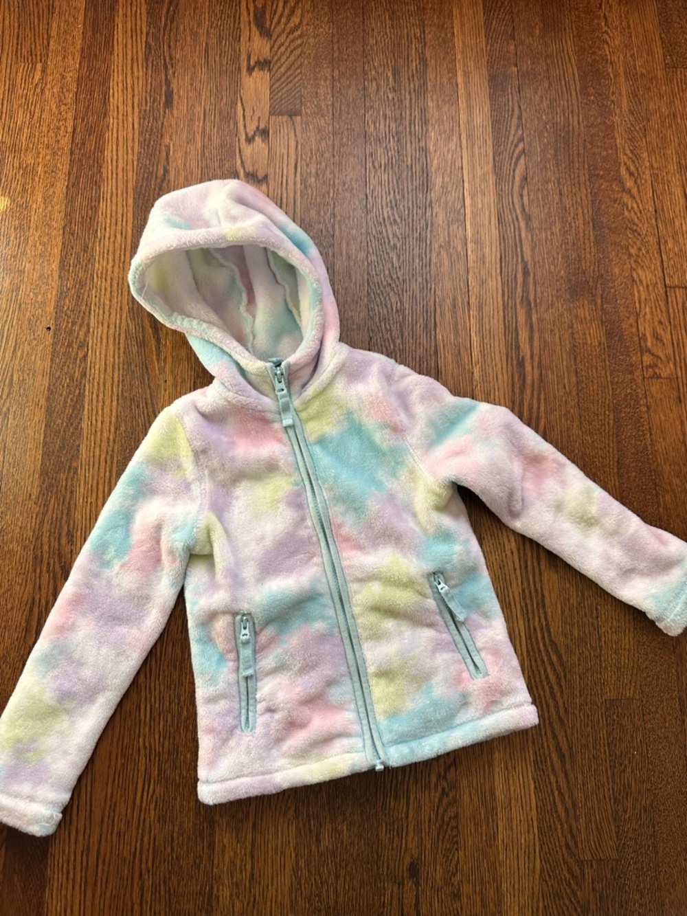 Lands' End Girls' Pastel Tie-Dye Soft Fleece Hoodie - Mint, Lavender, Pink